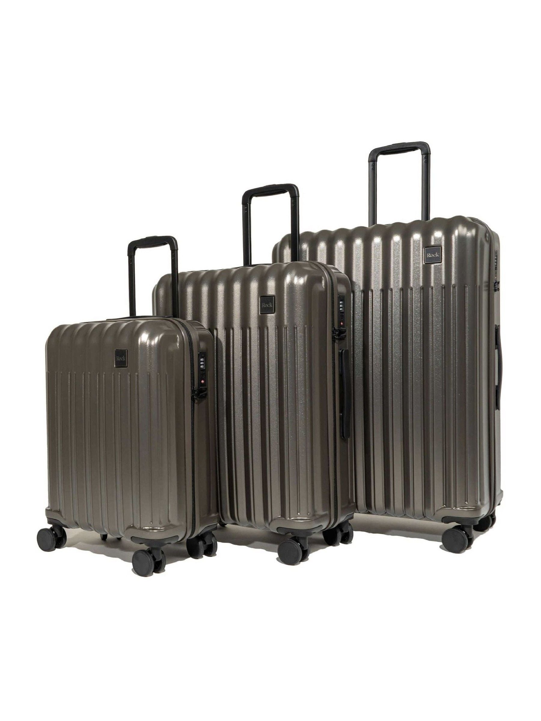 Rock Luggage Rock Luna Silver Suitcase Set 3 Piece