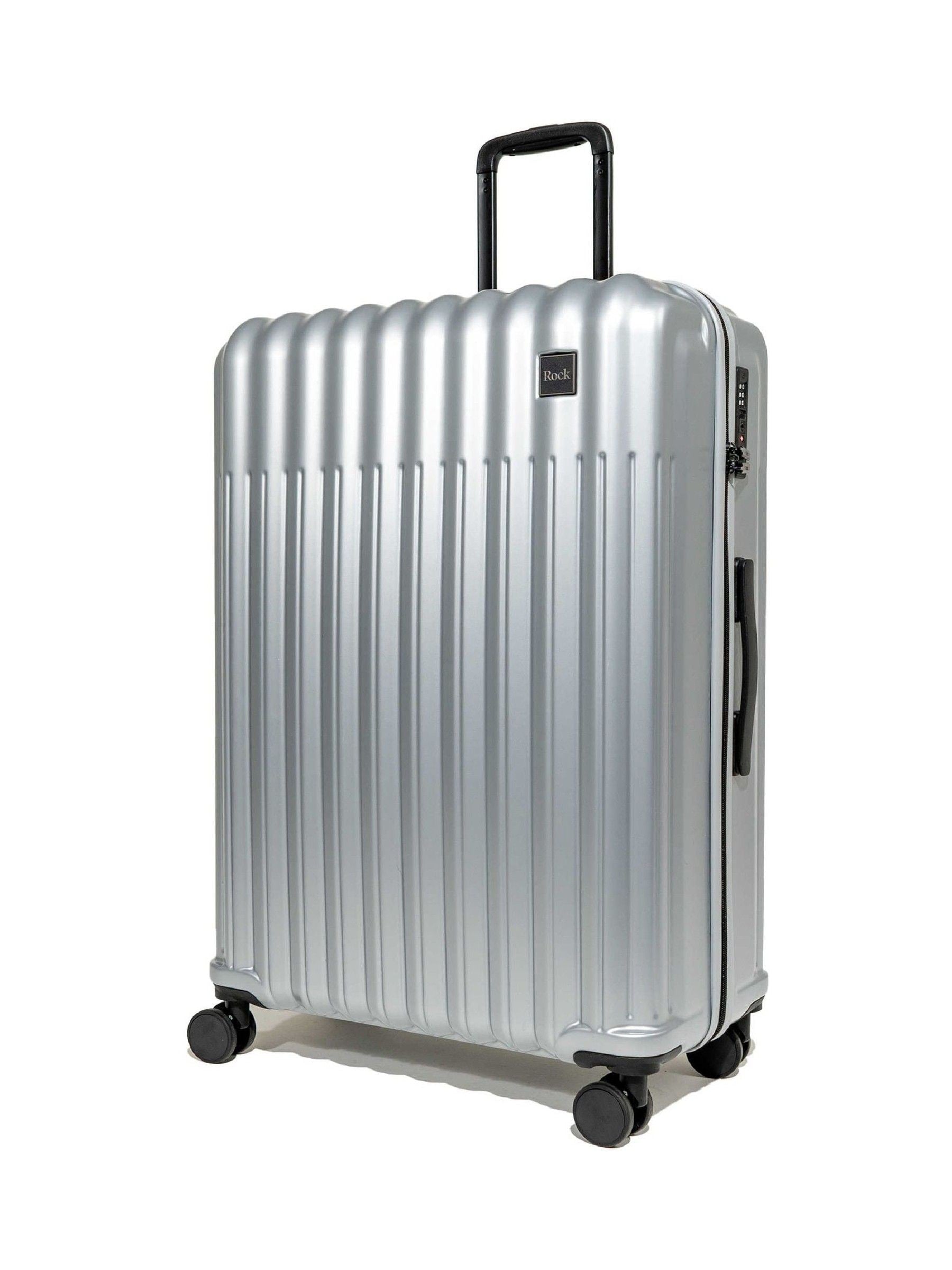 Rock Luggage Luna 3-piece suitcase set in silver, imported from the UK