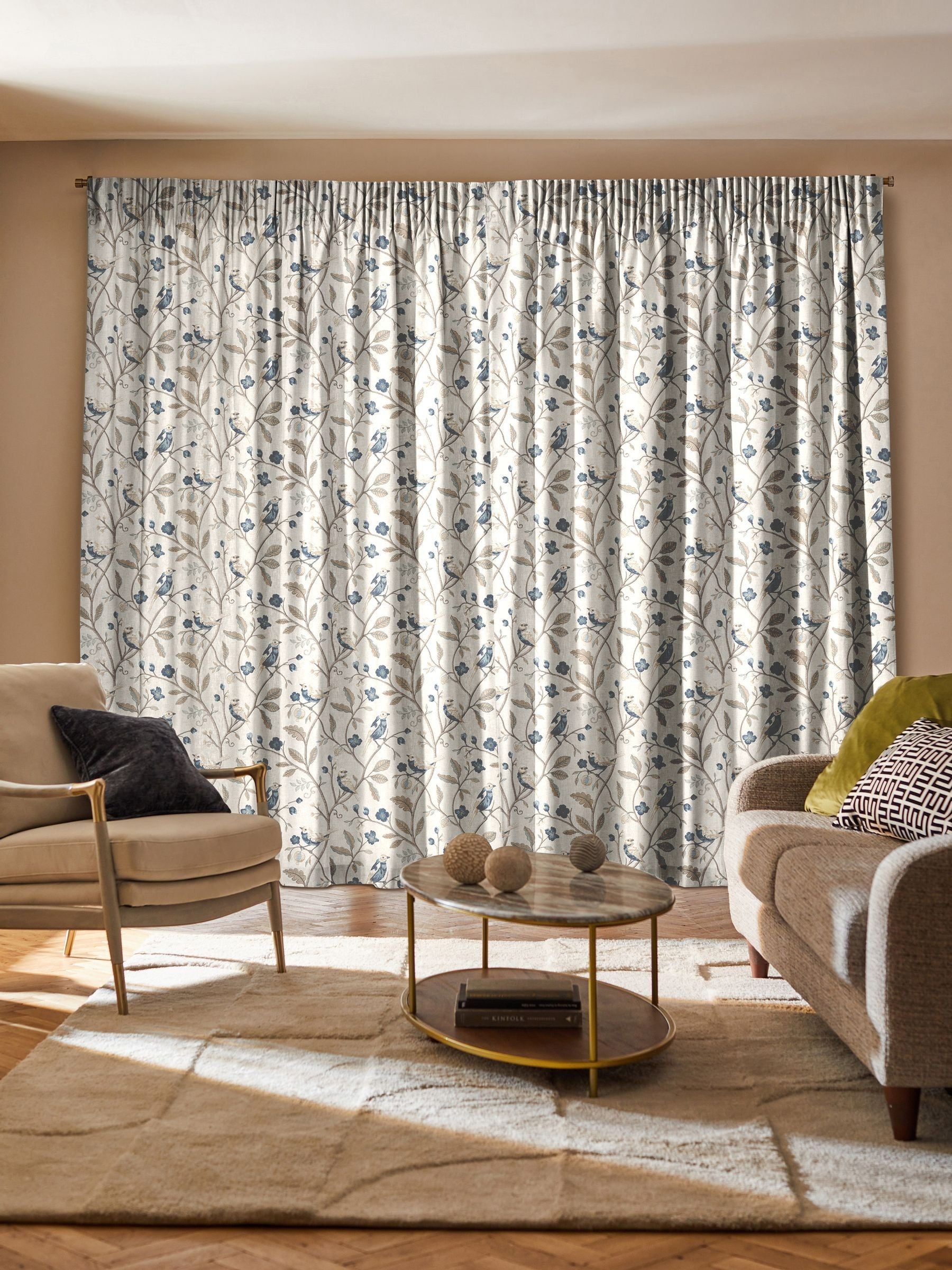 Blue Luxe Blue Bird made-to-measure curtains (British brand)