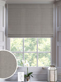Charcoal grey woven roman blind with brushed stripes, UK version