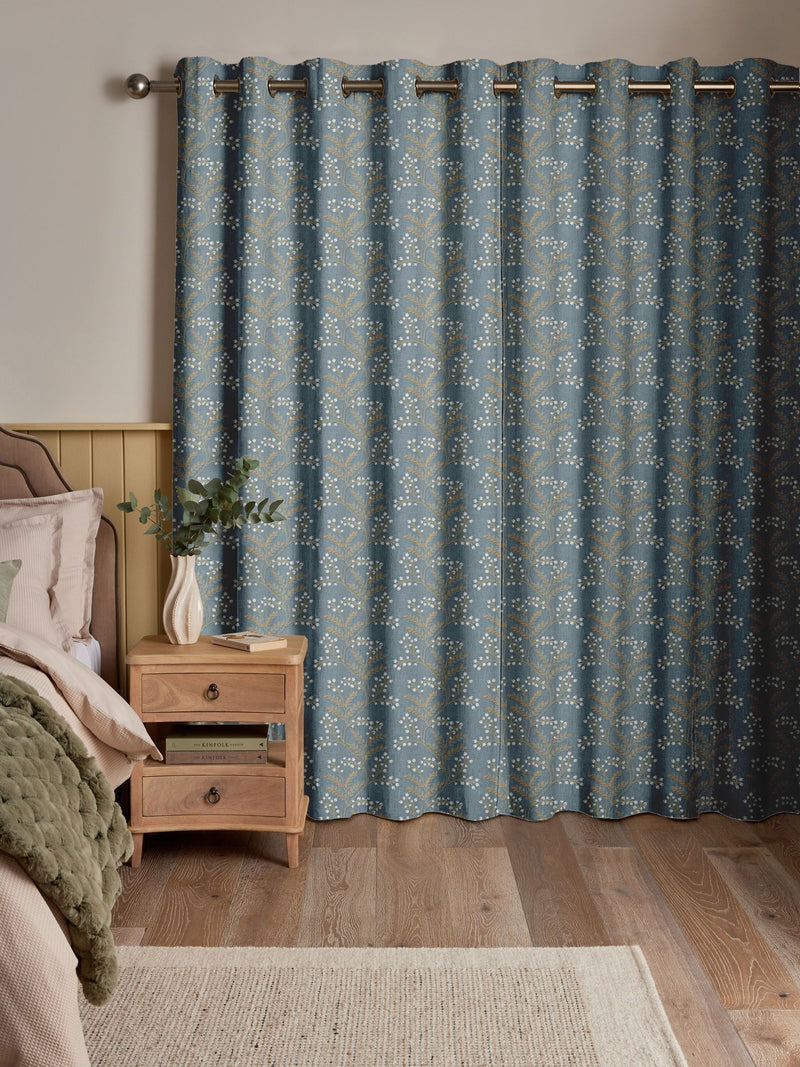 Blue Luxe blue floral made to measure curtains, imported from the UK