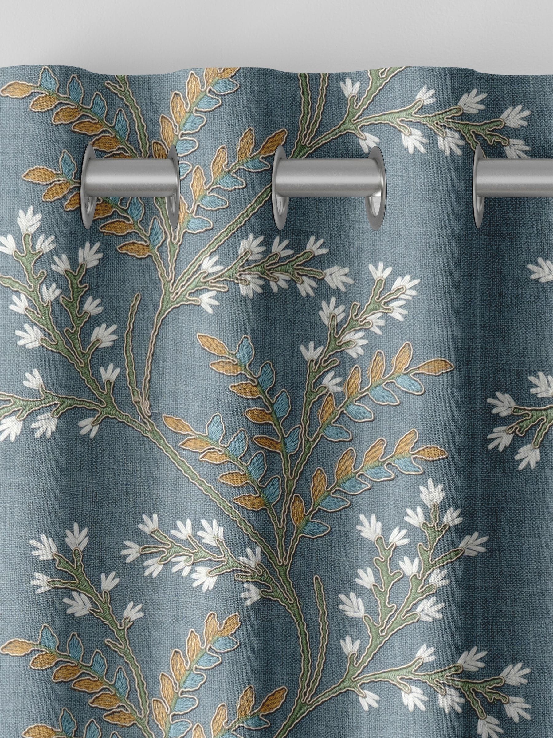 Blue Luxe blue floral made to measure curtains, imported from the UK