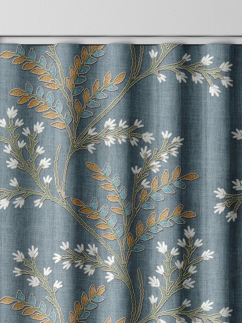 Blue Luxe blue floral made to measure curtains, imported from the UK