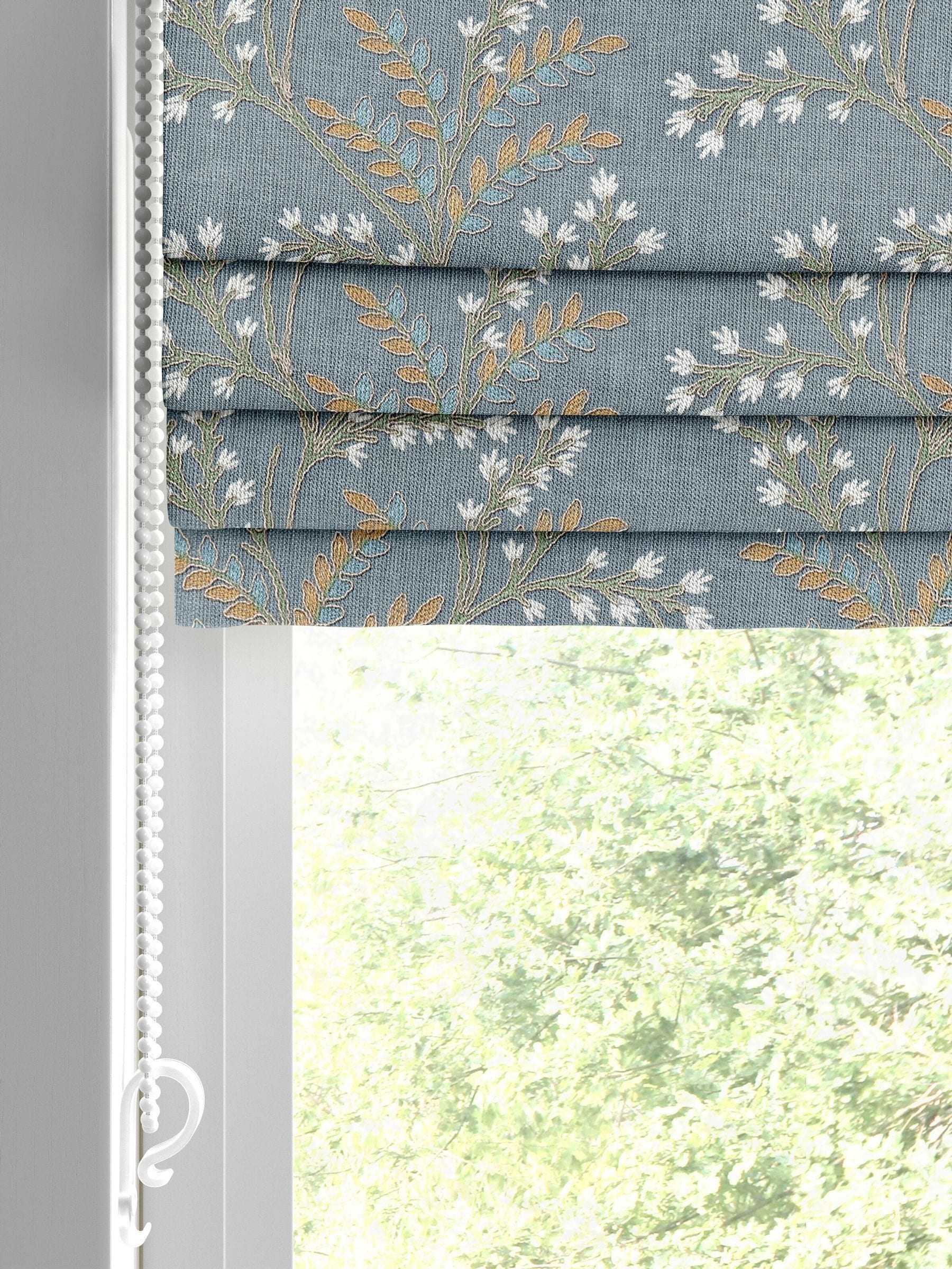 Blue Luxe blue floral embroidered roman blind (British brand)