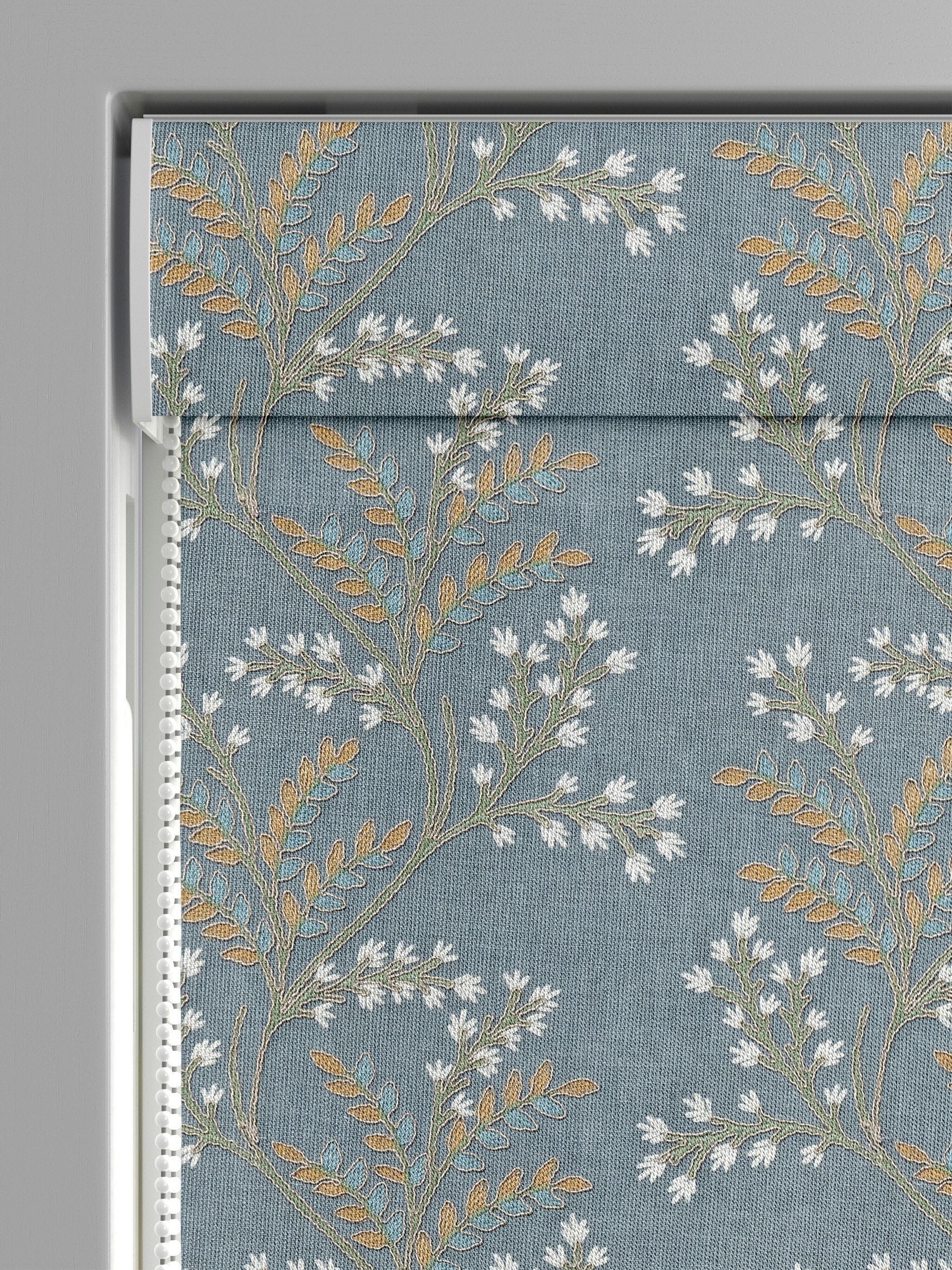 Blue Luxe blue floral embroidered roman blind (British brand)