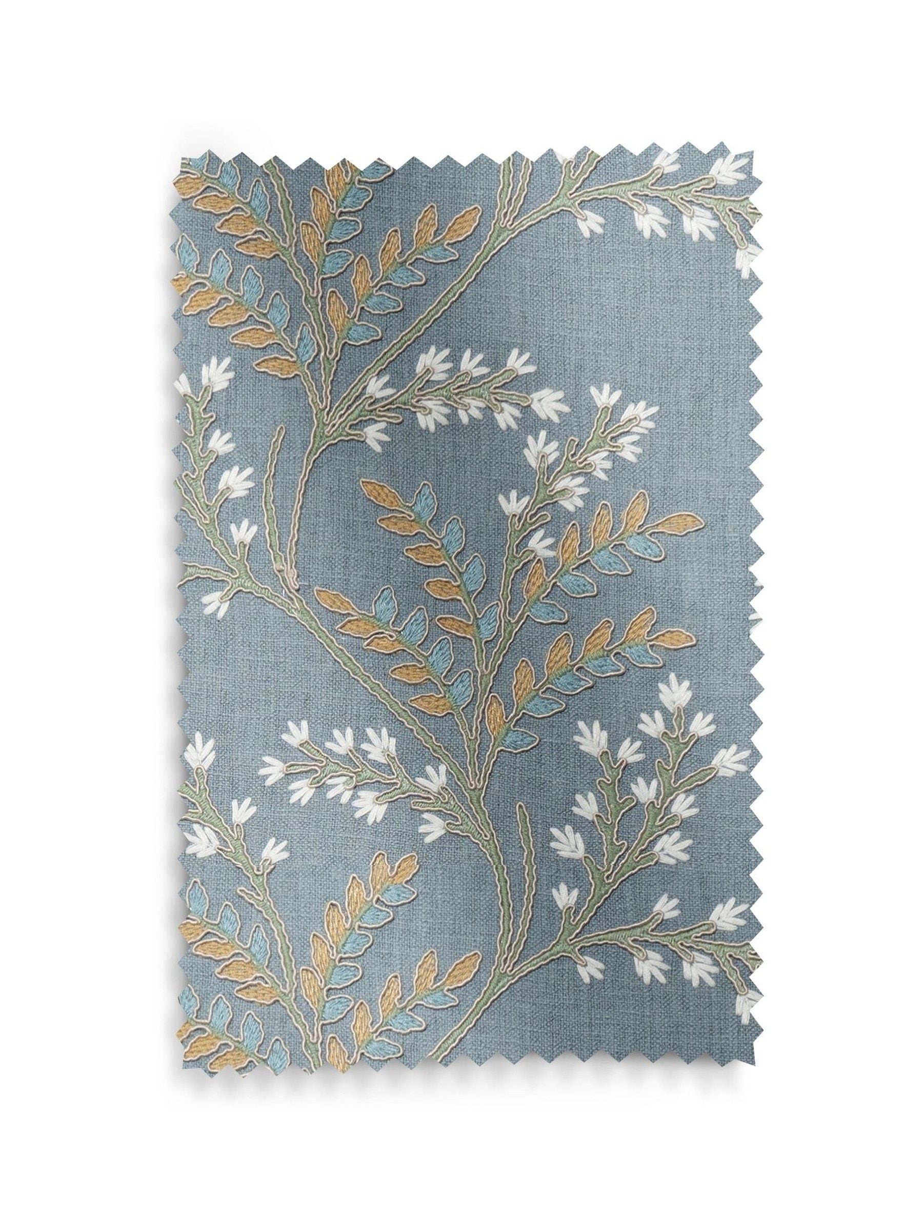 Blue Luxe blue floral embroidered roman blind (British brand)