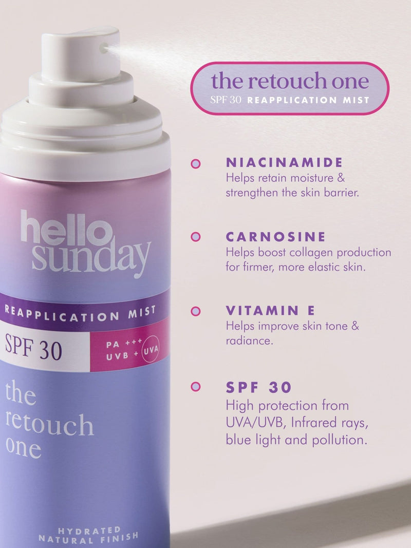 Hello Sunday Retouch One SPF 30 mist with niacinamide 75ml - British product