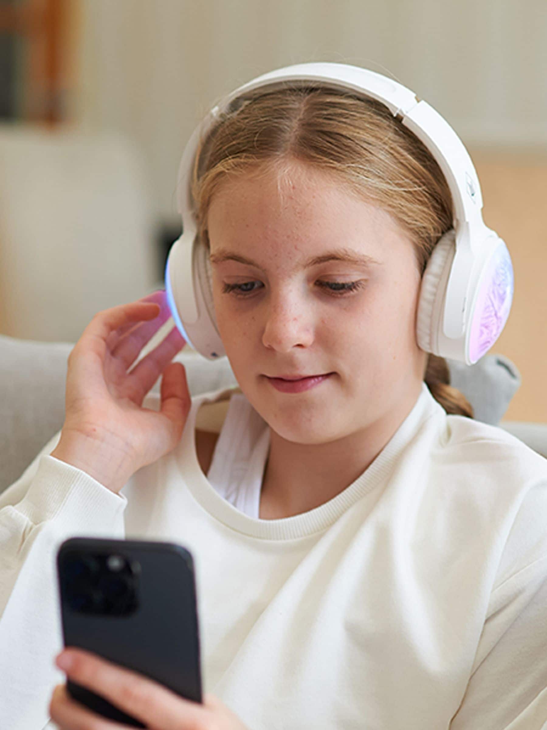 Wicked white light-up Bluetooth headphones, imported from the UK