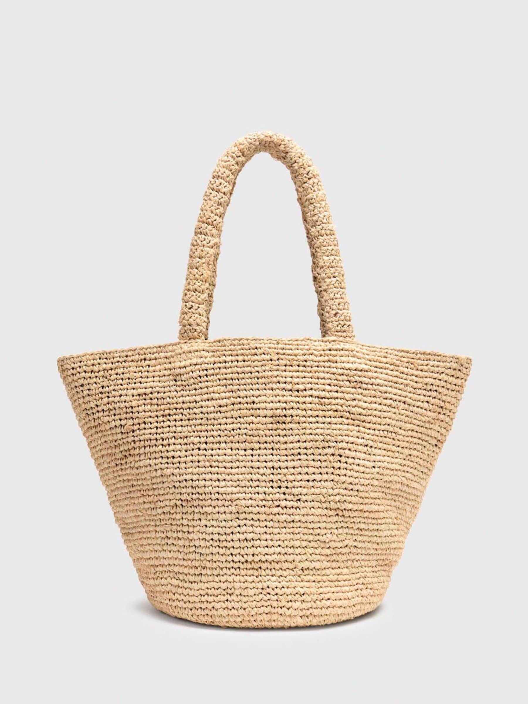 Whistles nude straw tote bag with charm (British brand)