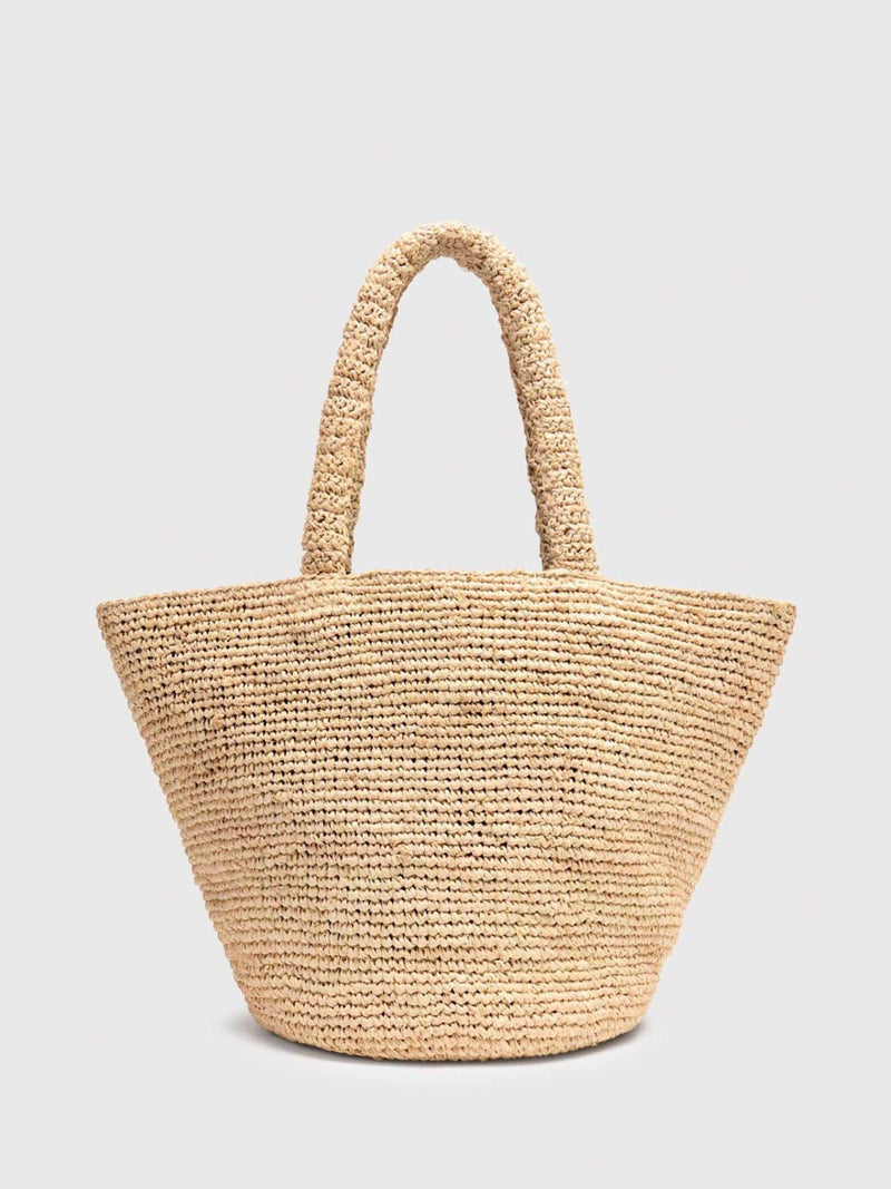 Whistles nude straw tote bag with charm (British brand)