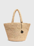Whistles nude straw tote bag with charm (British brand)