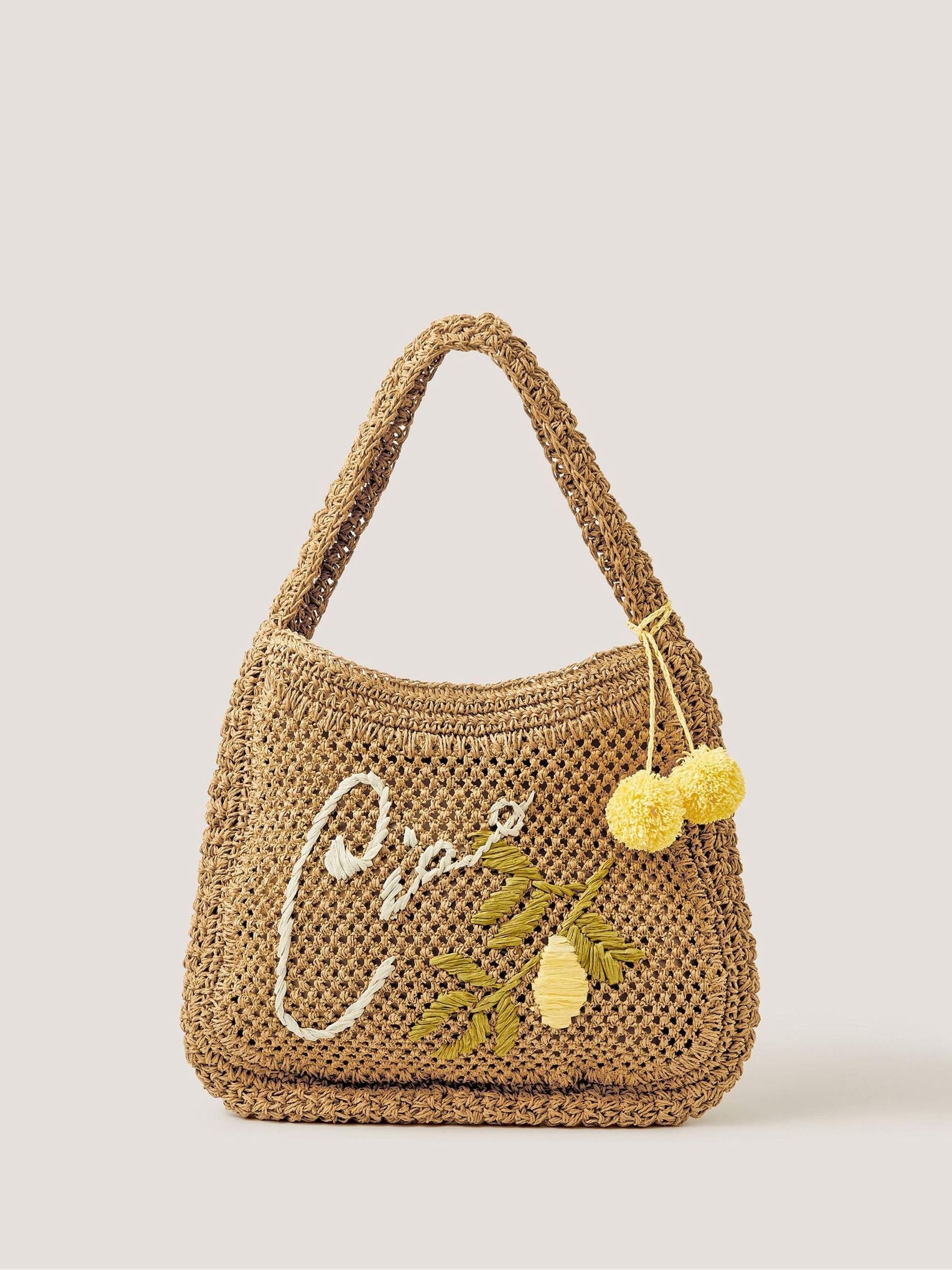 Monsoon Ada embroidered woven shoulder bag, imported from the UK