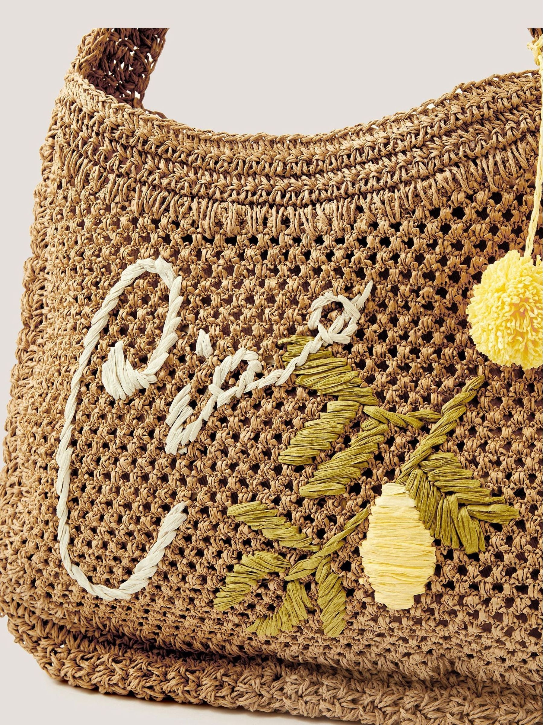 Monsoon Ada embroidered woven shoulder bag, imported from the UK