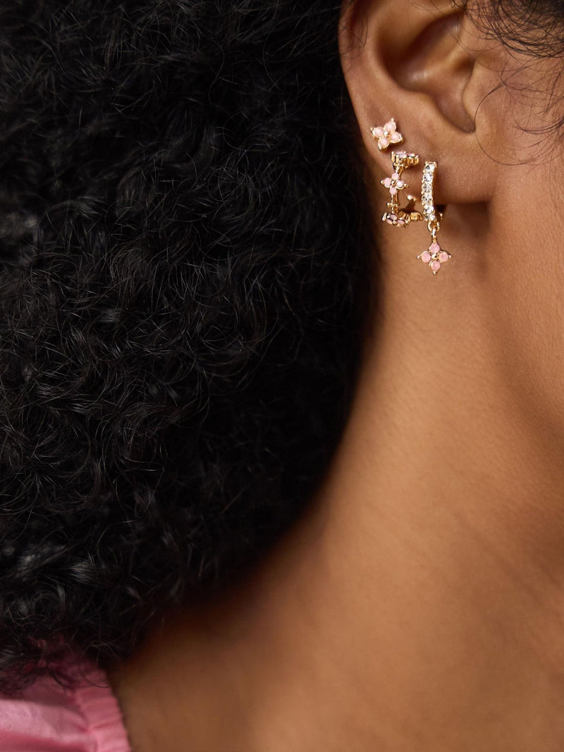 Accessorize pink flower stud and hoop earrings 3 pack, UK version
