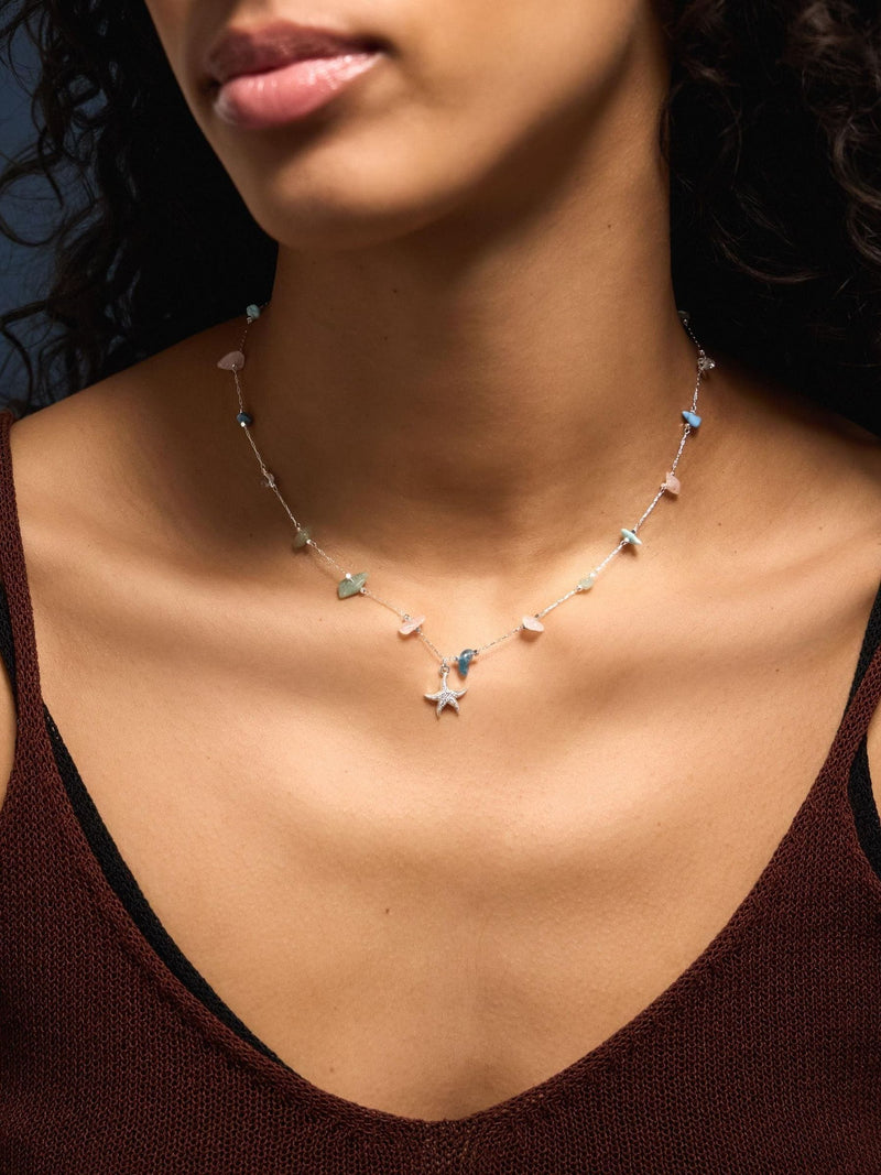 Accessorize sterling silver-plated pendant necklace with starfish, UK version