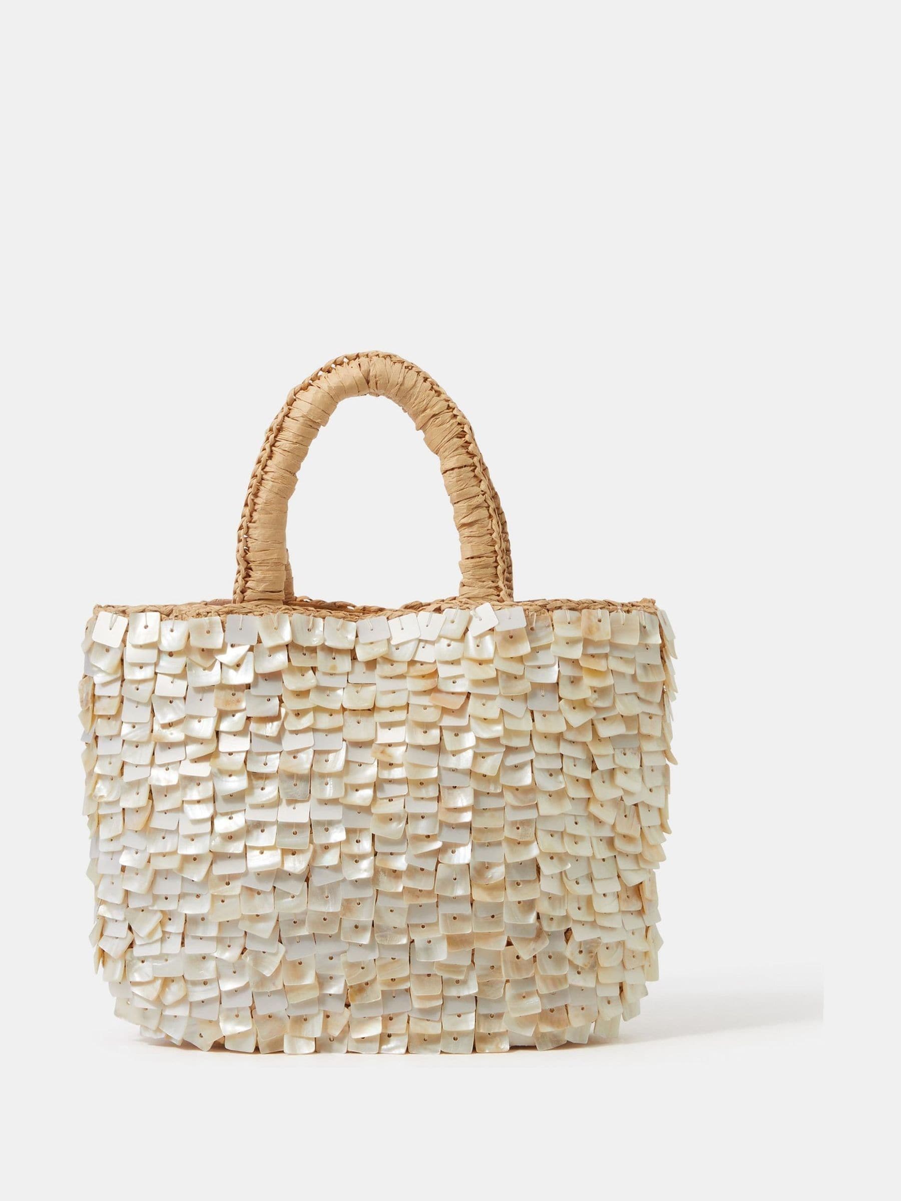 Accessorize mother of pearl raffia handbag, imported from the UK
