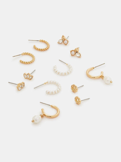 Next Accessorize Cream Pearl Stud & Hoop Earrings 6 Pack- Buy online at McGrocer