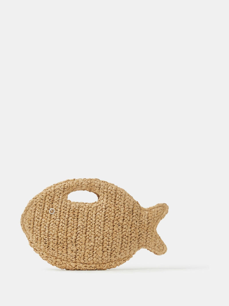 Accessorize Natural Fish Raffia Clutch Bag, British brand
