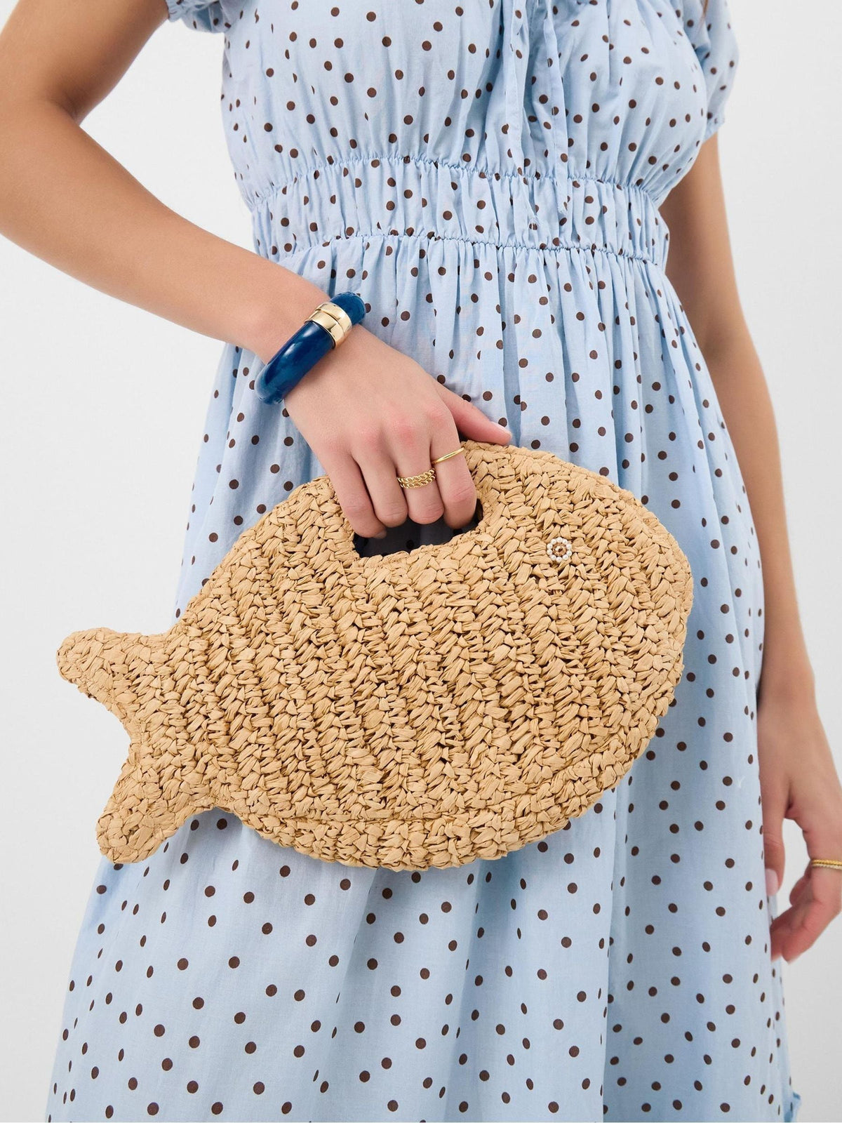 Accessorize Natural Fish Raffia Clutch Bag, British brand