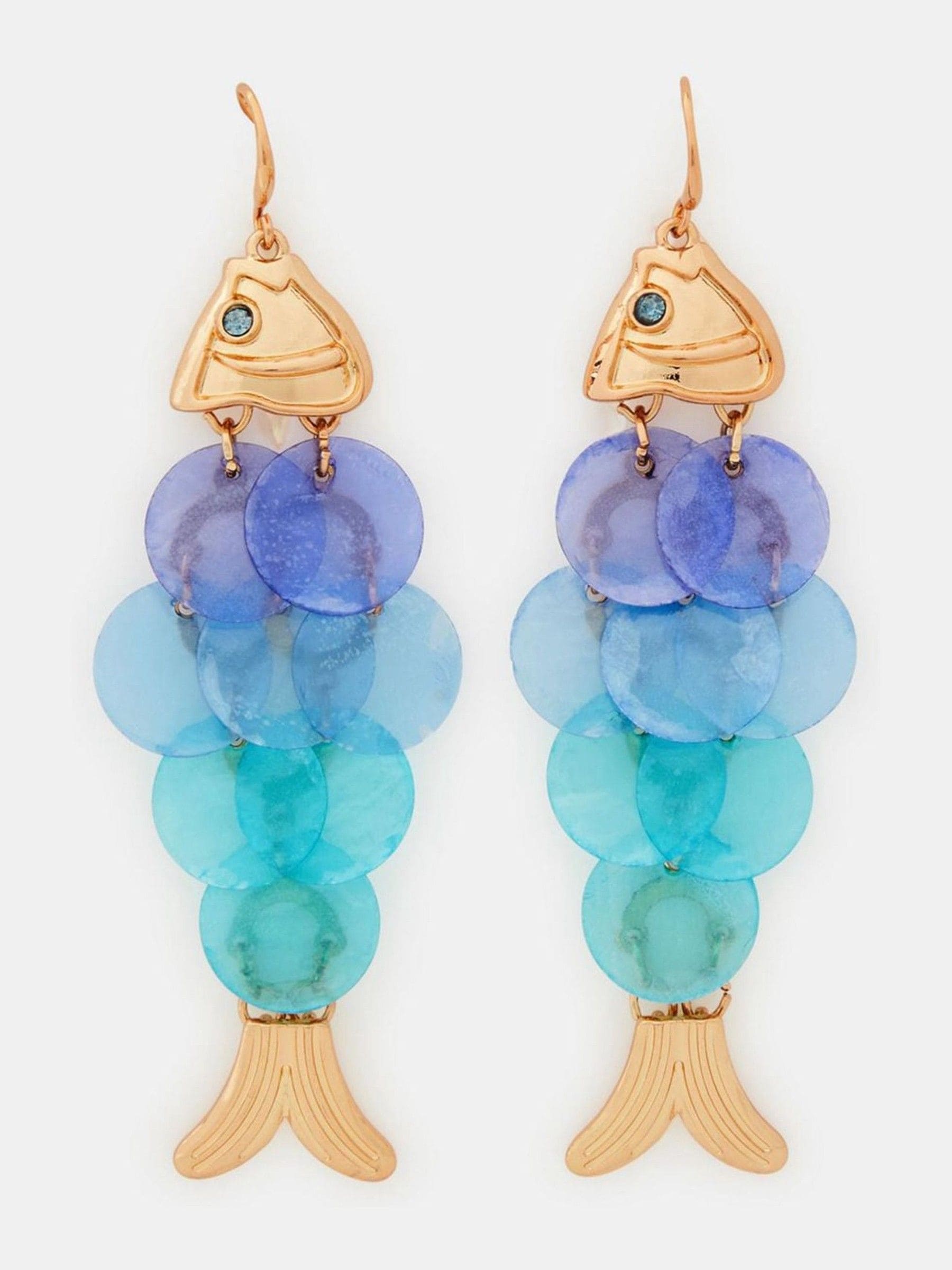 Accessorize blue ombré fish drop earrings (British brand)