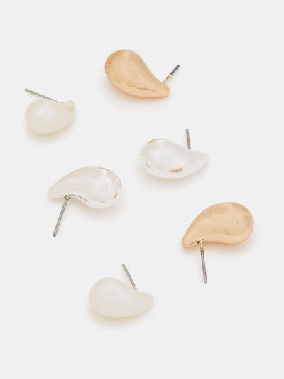 Next Accessorize Cream Mini Chunky Teardrop Earrings 3 Pack- Buy online at McGrocer