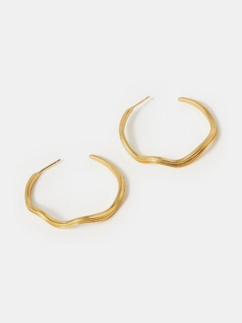Accessorize 14ct gold plated wave hoop earrings (British brand)