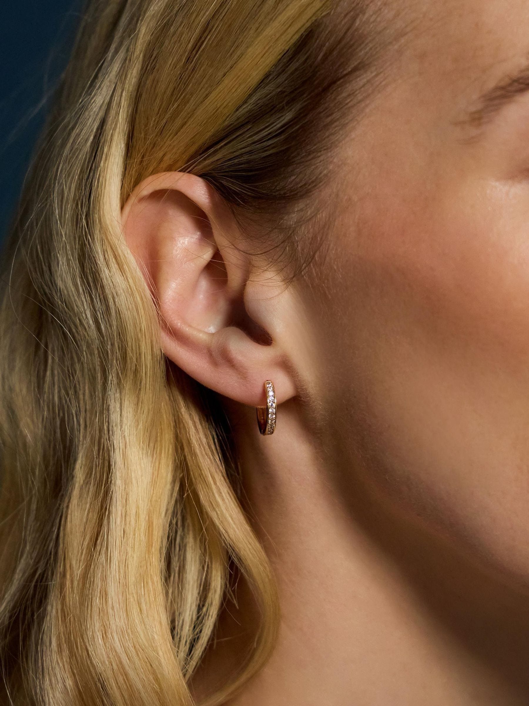 Accessorize 14ct gold-plated pavé huggie hoop earrings (British brand)