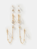 Accessorize glass stone stud and chain hoop earrings 4 pack, imported from the UK