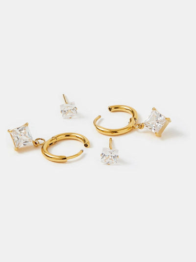 Next Accessorize Gold Tone Stainless Steel Stud & Hoop Drop Earrings 2 Pack- Buy online at McGrocer