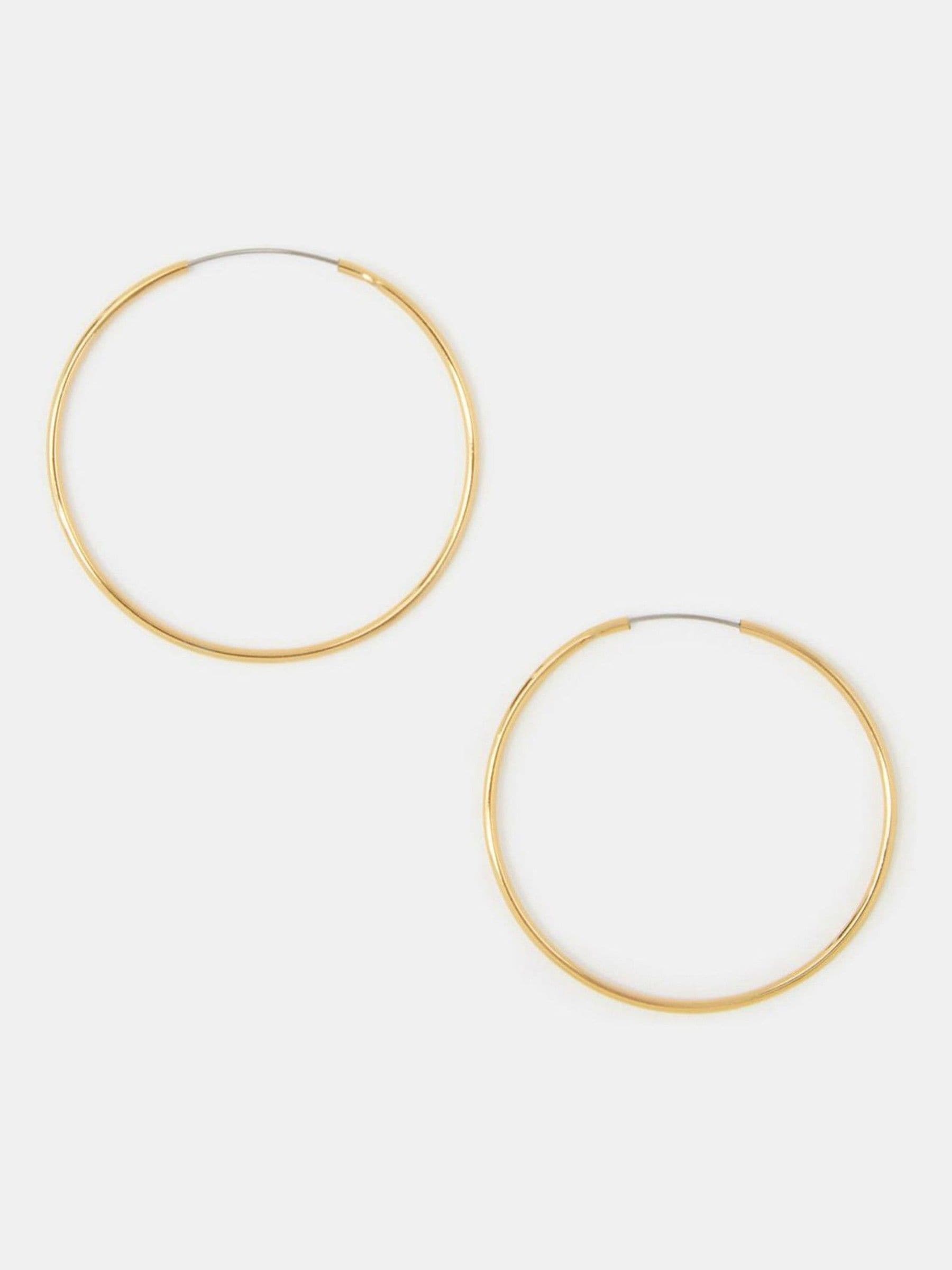 Accessorize Gold 14ct Gold-Plated Thin Hoop Earrings