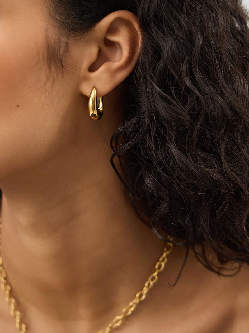 Accessorize gold tone chunky oval hoop earrings (British brand)