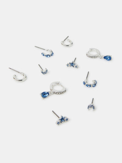 Next Accessorize Silver Diamanté Gem Stud and Hoop Earrings 5 Pack- Buy online at McGrocer