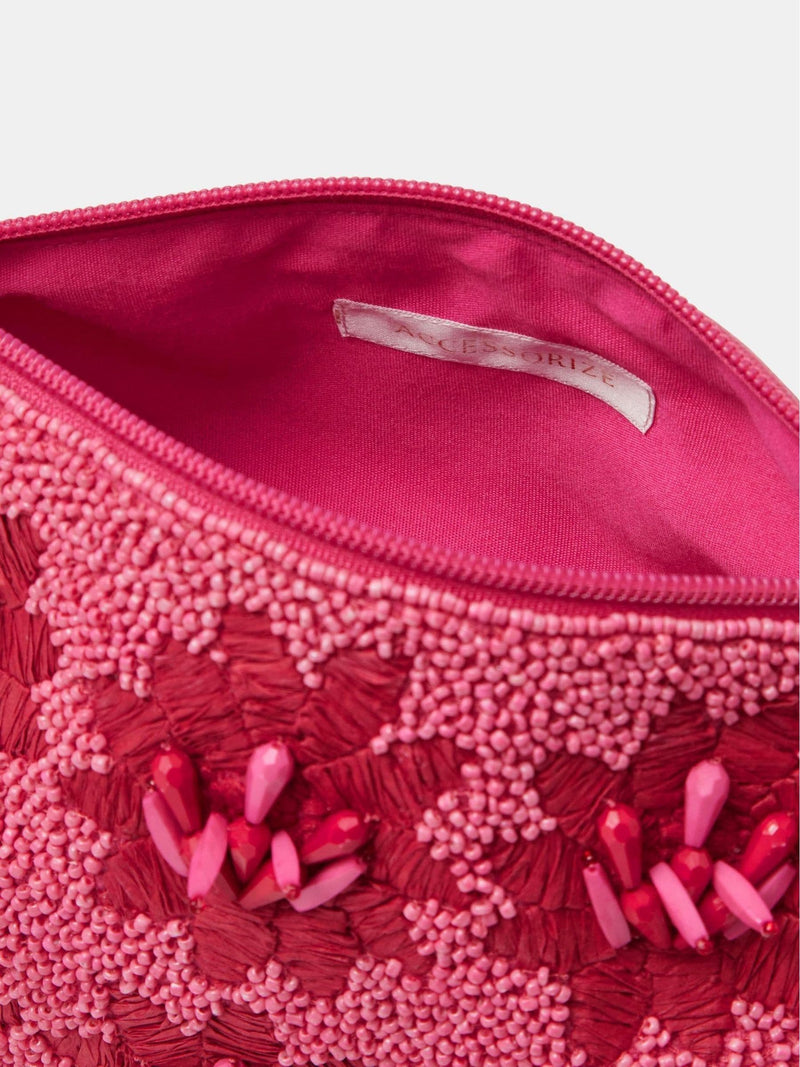 Accessorize pink floral beaded shoulder bag - British product