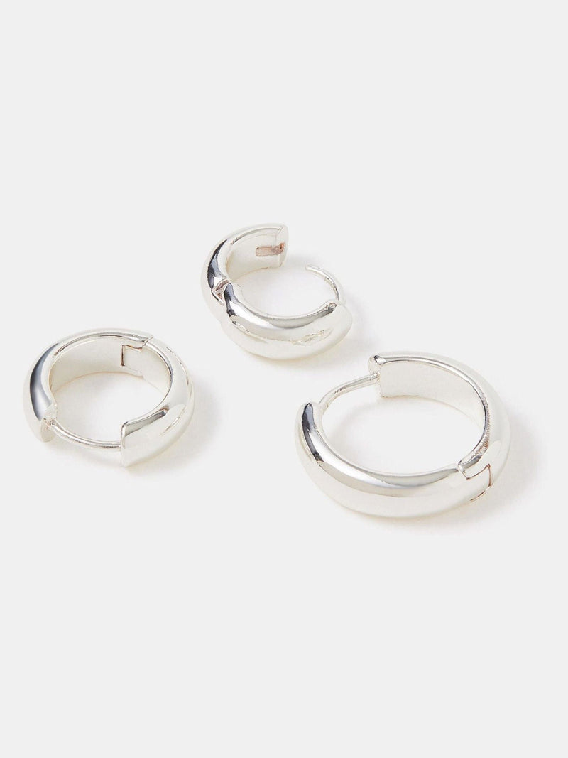 Accessorize sterling silver hoop earrings 3 pack, UK version