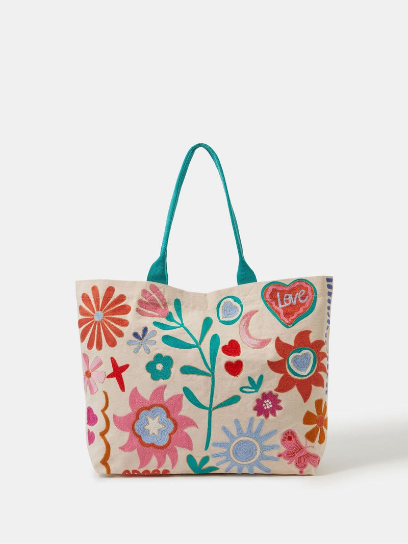 Accessorize cream floral embroidered shopper bag (British brand)