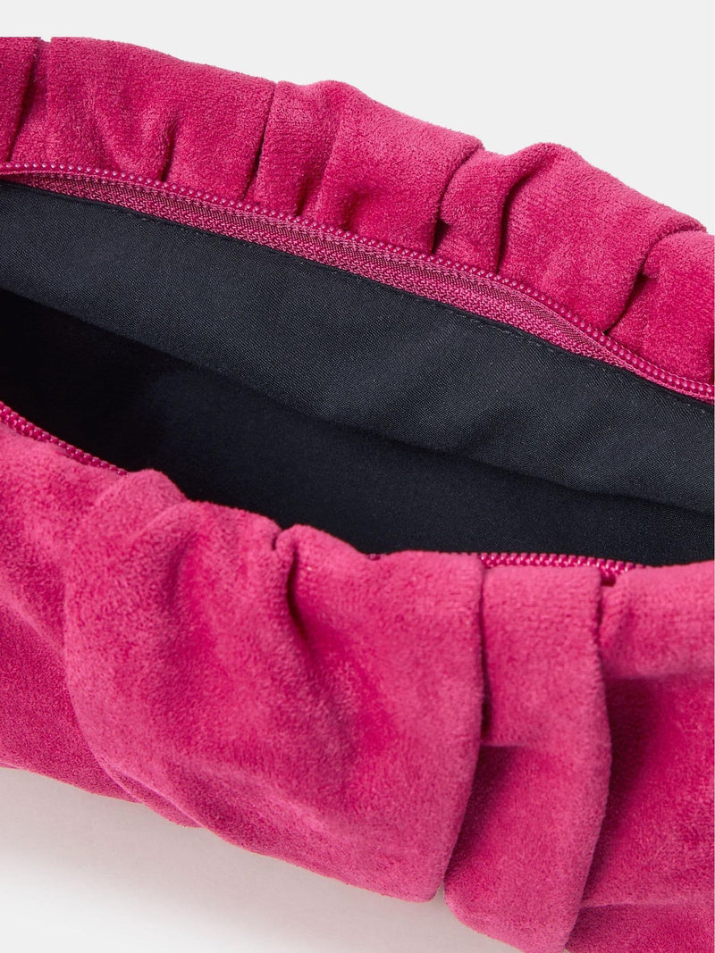 Accessorize pink ruched faux suede clutch bag (British brand)