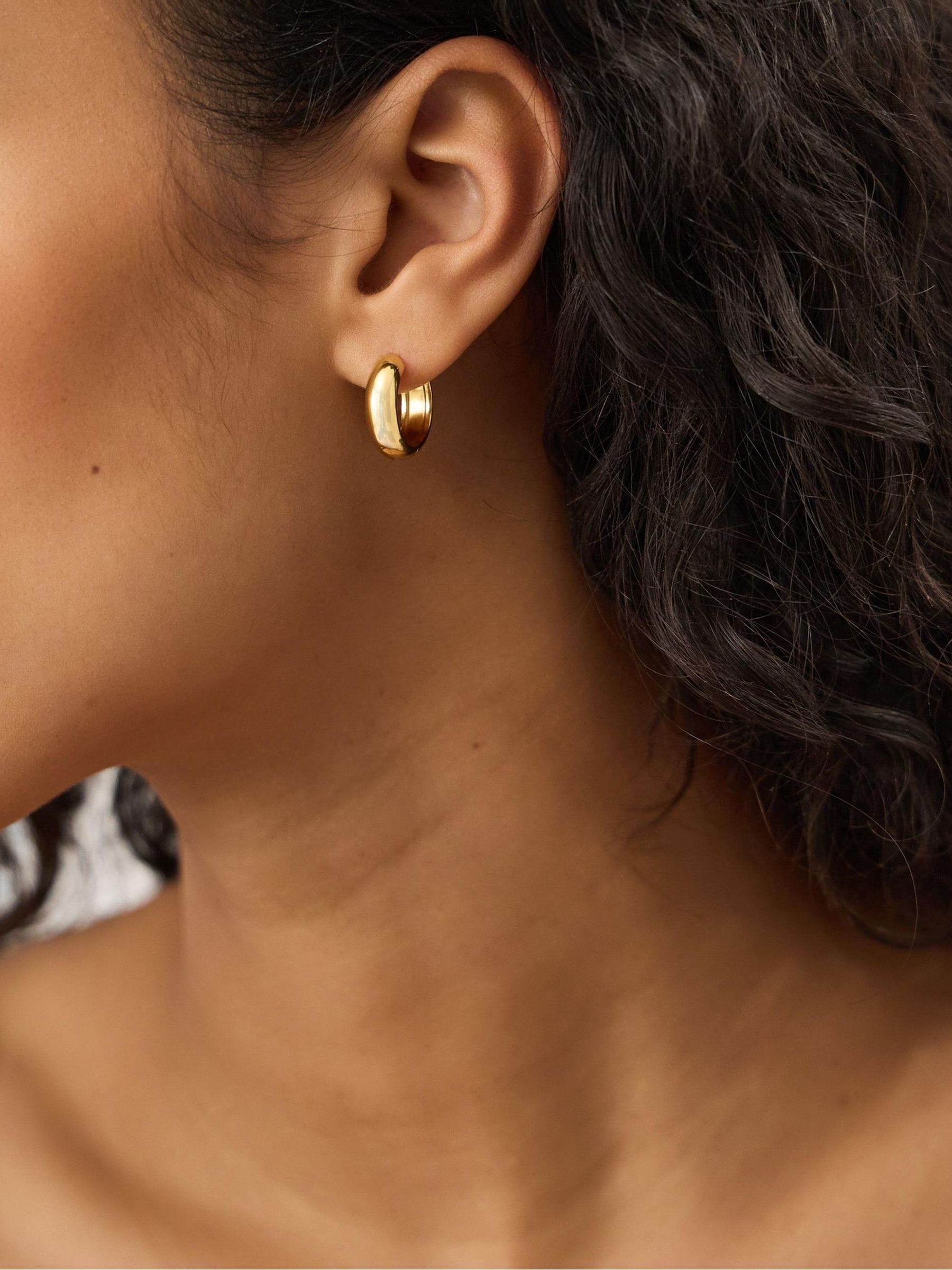 Accessorize gold tone stainless steel chunky hoop earrings 2 pack, imported from the UK