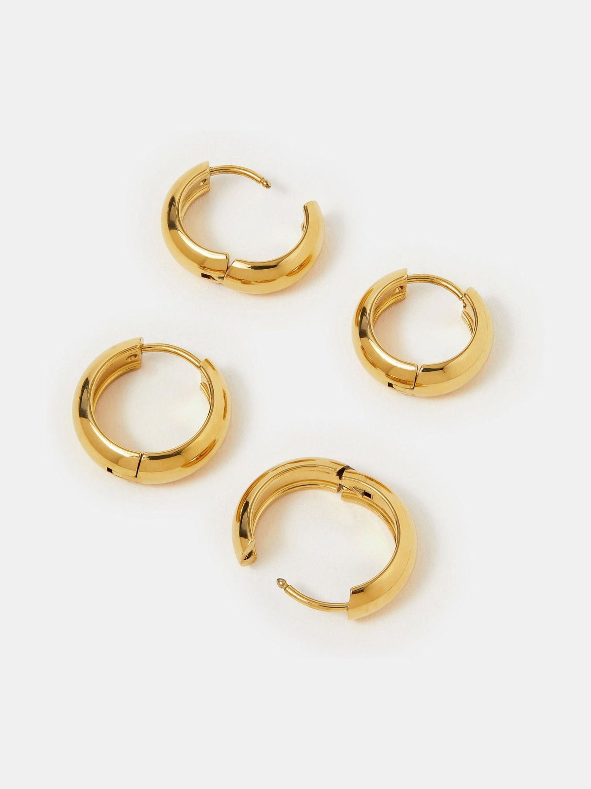 Accessorize gold tone stainless steel chunky hoop earrings 2 pack, imported from the UK