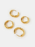 Accessorize gold tone stainless steel chunky hoop earrings 2 pack, imported from the UK