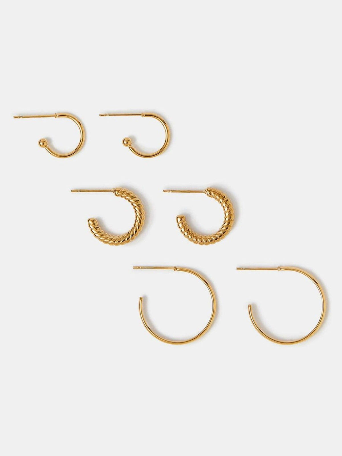 Accessorize gold tone hoop earrings 3-pack, imported from the UK