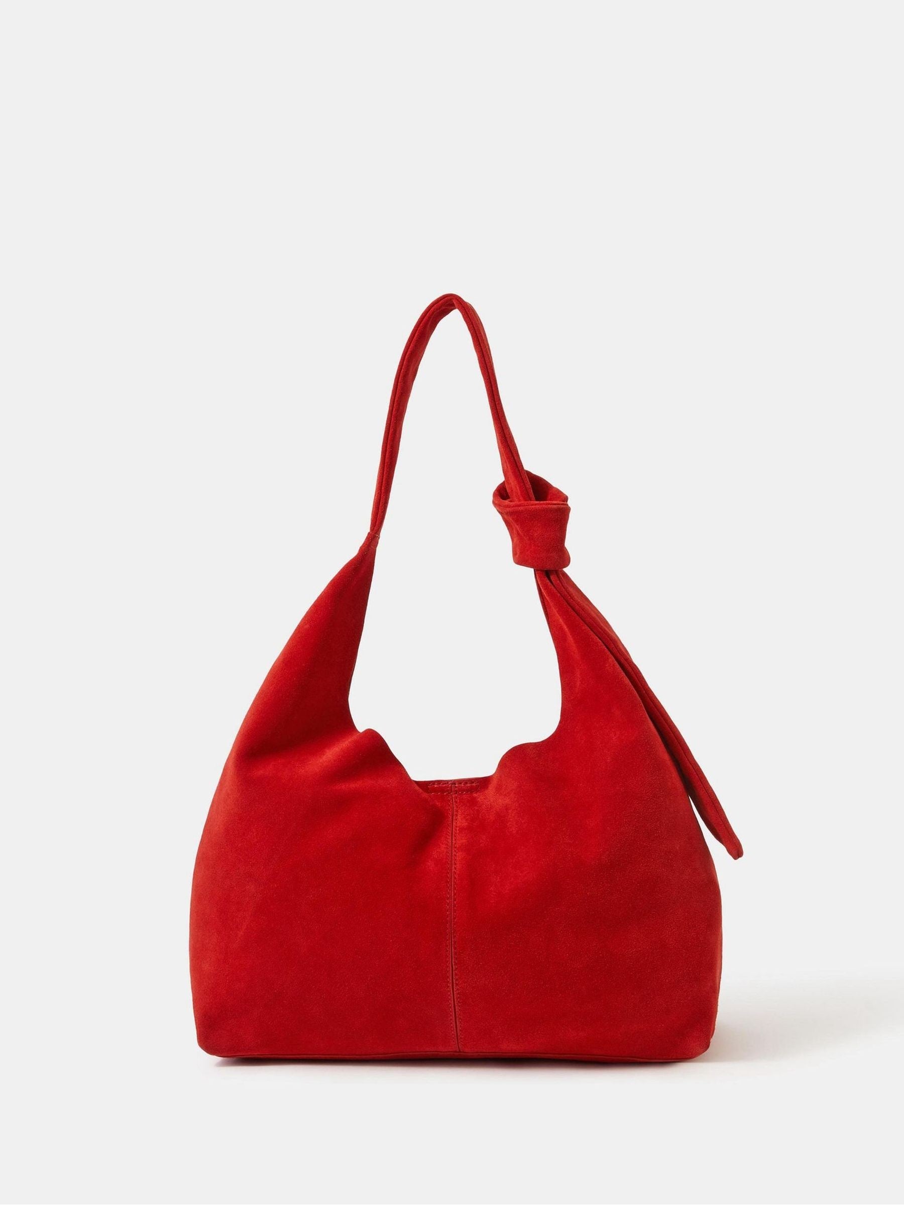Accessorize red slouchy knot suede shoulder bag - British product