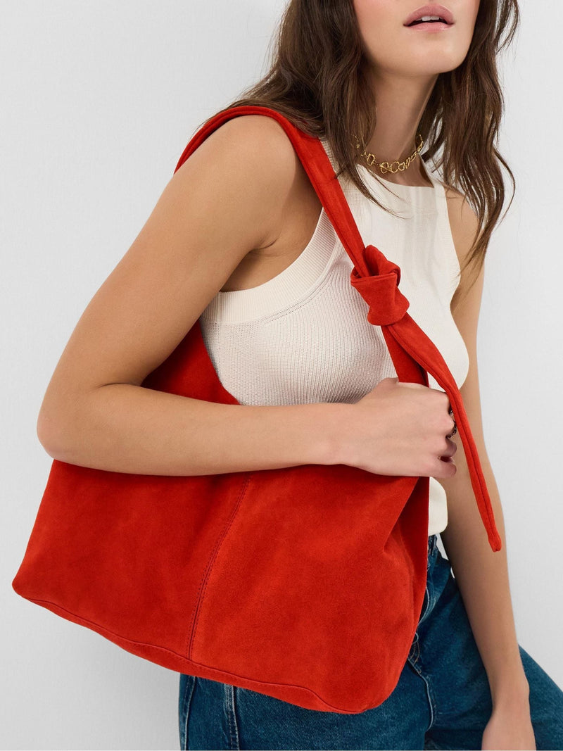Accessorize red slouchy knot suede shoulder bag - British product