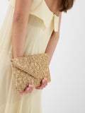 Accessorize gold floral embellished envelope clutch bag (British brand)