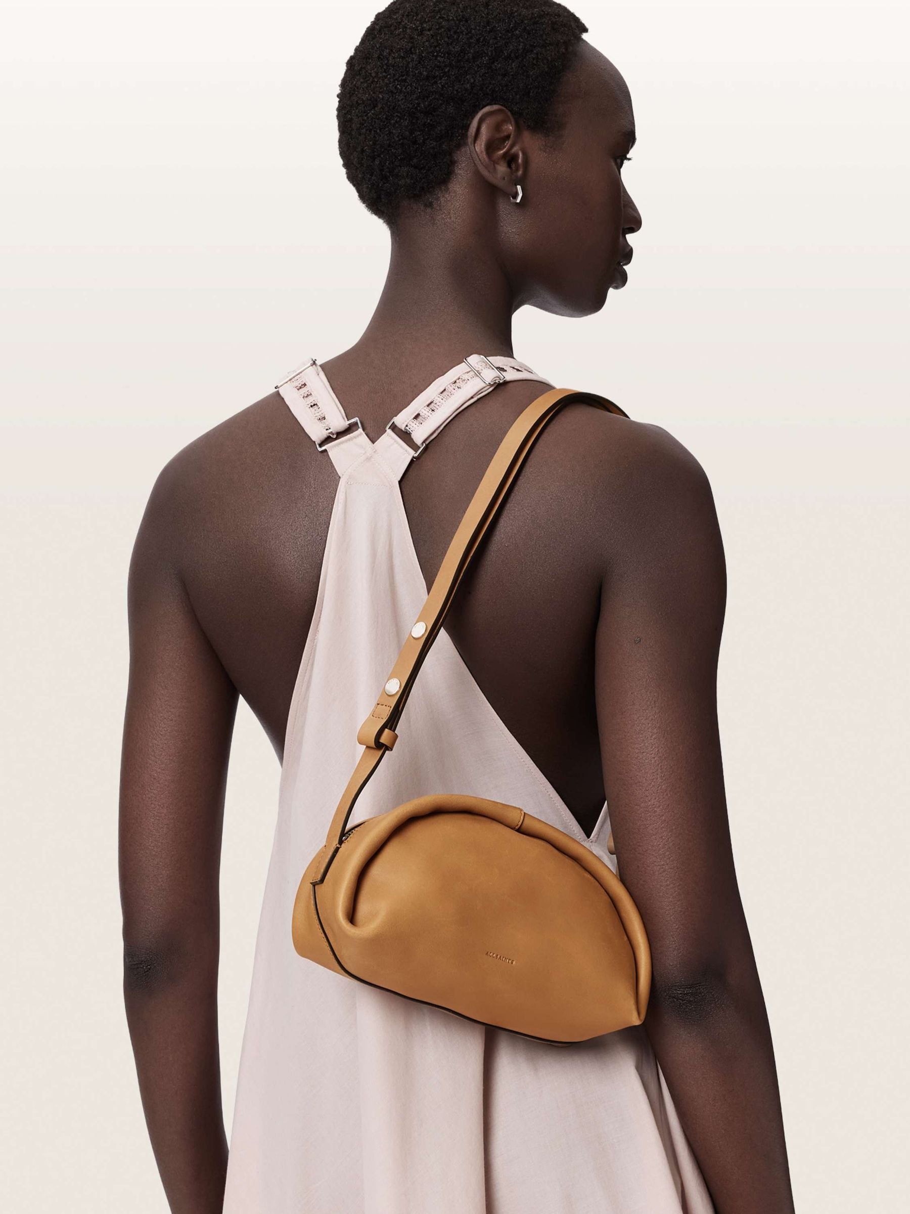 AllSaints brown Rosalie Arc cross-body bag (British brand)
