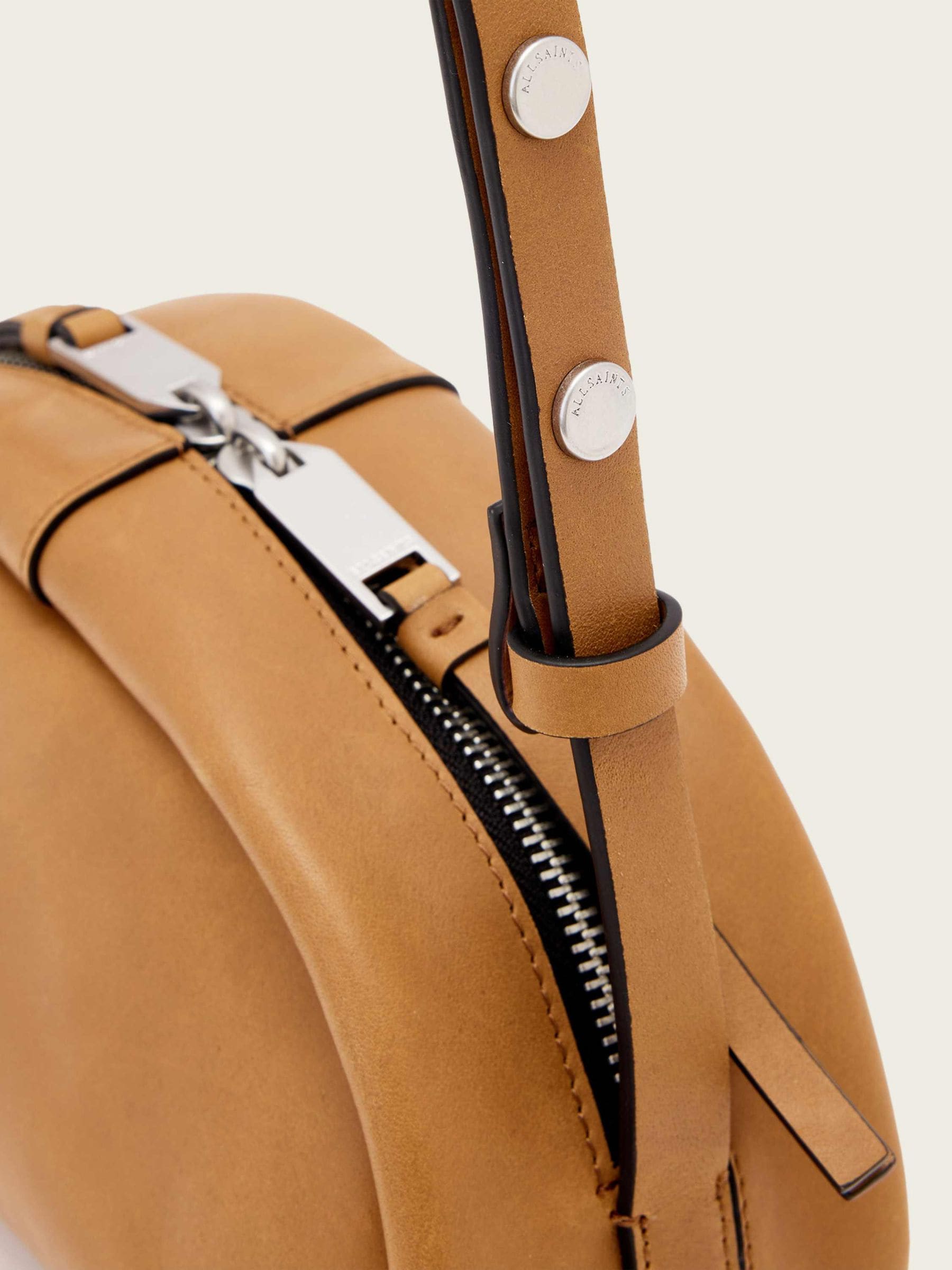 AllSaints brown Rosalie Arc cross-body bag (British brand)