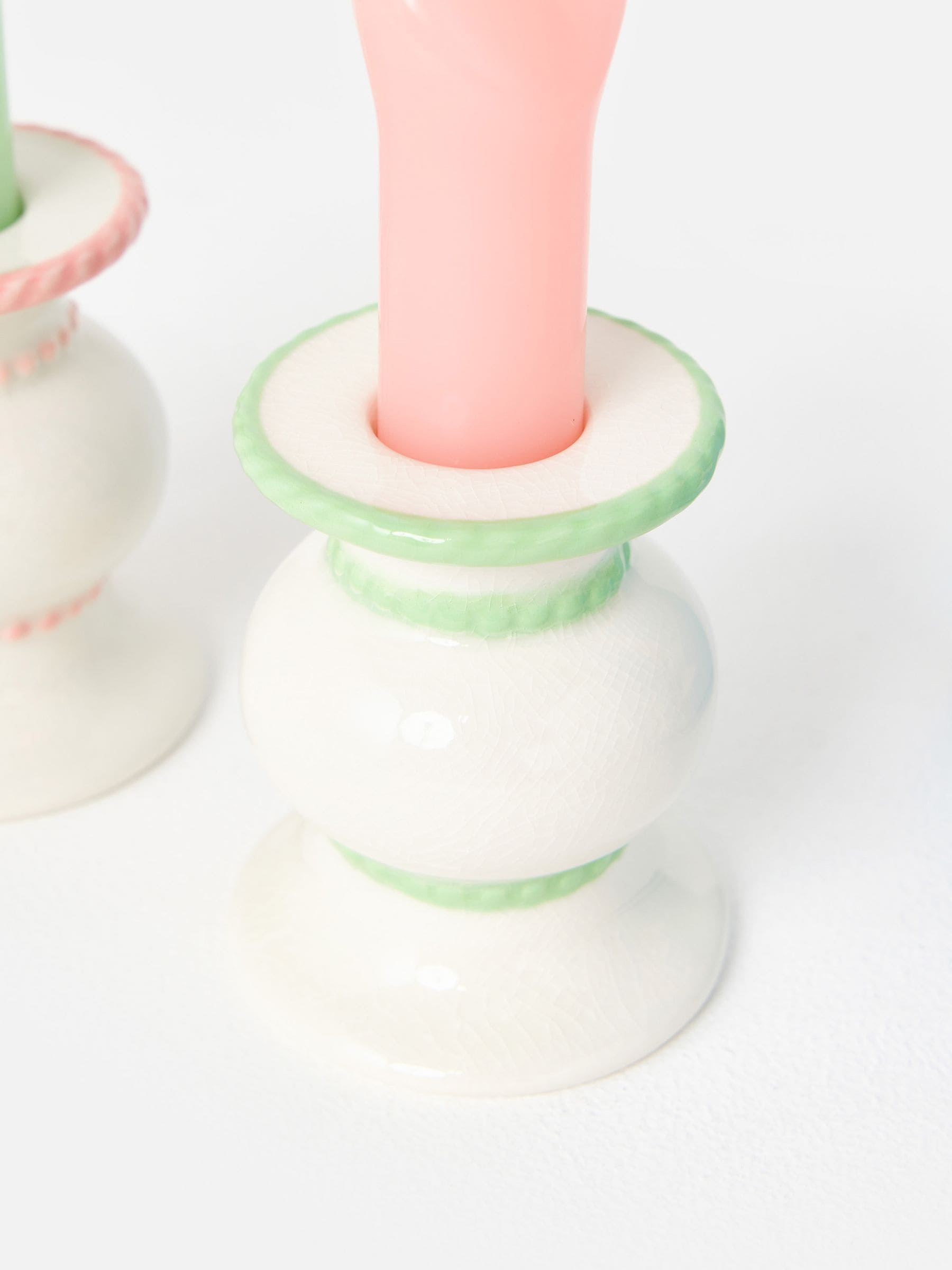 Oliver Bonas cream fiore ceramic candle holders set of two (British brand)