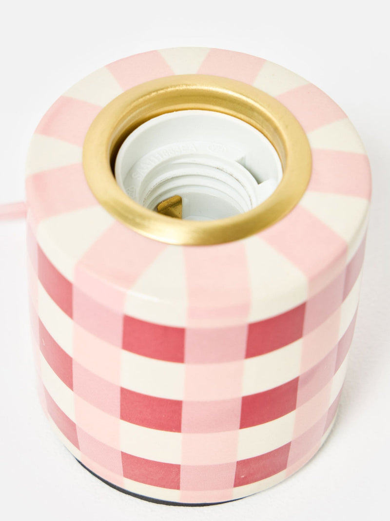 Oliver Bonas Burgundy Rasa chequered ceramic desk lamp base, UK version