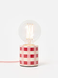 Oliver Bonas Burgundy Rasa chequered ceramic desk lamp base, UK version