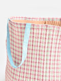 Oliver Bonas pink gingham fabric laundry basket 54cm (British brand)