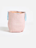 Oliver Bonas pink gingham fabric laundry basket 54cm (British brand)